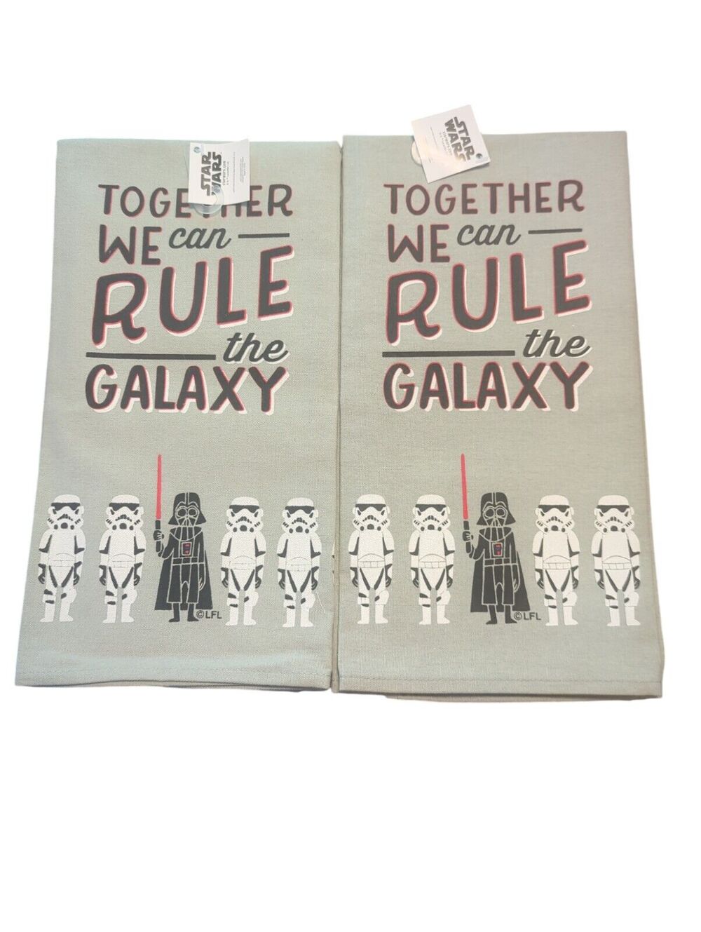 Lot of 2 Disney Star Wars Dish Kitchen Tea Towel Decor 19x25 inches GRAY NEW